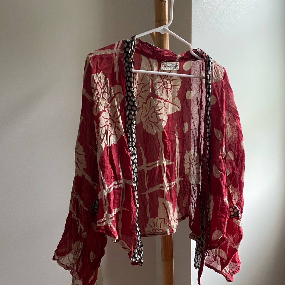 Kantha Bae Tie Front Crop Shrug